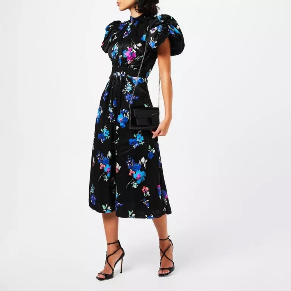 ROTATE BIRGER CHRISTENSEN Noon Puff Sleeves Dress in Satin - Picture 2 of 5